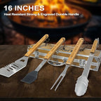 Uncle Gifts, Christmas Uncle Gift from Niece Heavy Duty Wooden BBQ Grilling Accessories Kit for Backyard, Thick Stainless Steel Grill Utensils with Non-Slip Handle Tools in Portable Bag Father's Day