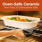 Magnifique 4 Quart Casserole Digital Slow Cooker, Premium Ceramic Bakeware for Oven, Dishwasher Safe Baking Dish, Red