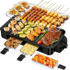 Electric Indoor Grill 1700W, 2 in 1 Smokeless Indoor Grill for Kitchen with Non-stick Removable Grill & Griddle Plate,Temperature Control Korean BBQ Grill with 3 Cheese Pans Dishwasher Safe