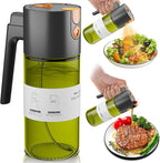 LUKUMIQI 2 in 1 Oil Sprayer for Cooking, 17oz Light-Blocking Glass Spray Bottle with Stickers, Oil Dispenser for Salad, Air Fryer & BBQ