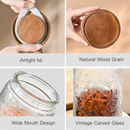Adodeen 3-Pack 24oz Vintage Glass Jar With Lid, Glass Storage Containers, Airtight Kitchen Storage Containers For Sugar, Coffee, Tea, Spice, Flour, Candy Cookie, Pasta, Cereal