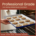 Bakken 8-Piece Stackable Bakeware Set – Ceramic Non-Stick, Oven-Safe Baking Sheets & Pans, PTFE/PFOA/PFOS-Free, Ergonomic Handles, Includes Cooling Rack – Healthy, Non-Toxic Baking Essentials