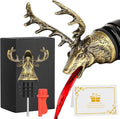 Deer Head Liquor Pourers Spout, Deer Wine Bottle Pourer and Stopper for Wine Spirits, Stag Gifts Birthday Gifts Hunting Gifts for Hunters Men Women, Bronze