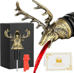 Deer Head Liquor Pourers Spout, Deer Wine Bottle Pourer and Stopper for Wine Spirits, Stag Gifts Birthday Gifts Hunting Gifts for Hunters Men Women, Bronze