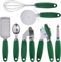 COOK WITH COLOR Kitchen Gadget Set Stainless Steel Utensils with Soft Touch Handles, 7 Pieces, Stainless Steel Green