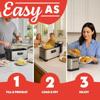Gourmia 3.2 Qt Countertop Deep Fryer – Electric Oil Fryer with Digital Display, Adjustable 280°F–380°F Temperature Control, Viewing Window, Odor Filter Lid & Magnetic Safety Cord