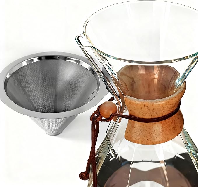 AGOGO Pour Over Coffee Maker Glass - Barista Kit with 304 Stainless Filter for Home, Office, Camping, Cafes - Easy Clean Coffee Dripper Set (Soft Towel&Brush) (34oz Diamond Design w/SS Filter)