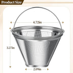 Coffee Filter Compatible with Cuisinart, Stainless Steel Coffee Filter Replacement for Cuisinart DCC 1200P1 3200NAS 3400NAS Coffee Machines - Coffee Maker Parts Reusable Coffee Filters # 4