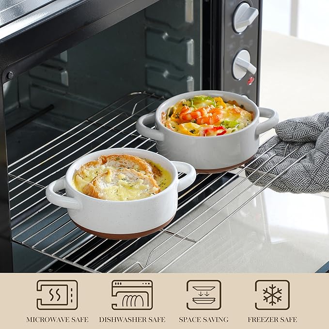 MALACASA Mini Cocotte Set - 12 OZ Small Casserole Dishes for Oven with Lids and Handles, Ramekins Oven Safe, Ceramic Mini Dutch Oven Set of 4, Microwave & Dishwasher Safe, Multicolor, Series TARA