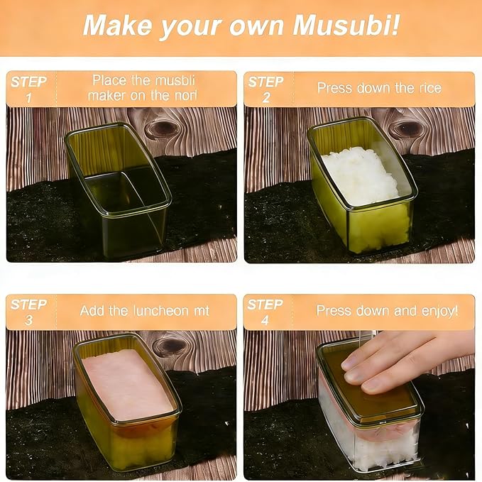 3PCS Clear Green Onigiri Rice Ball Mold Maker Kit, Musubi Press, Triangle Sushi Press for Kid Lunch Bento, Non-stick, BPA-Free