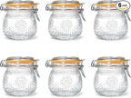 Amzcku Wide Mouth Vintage Mason Jars with Airtight Lid 16oz, Canister Quart Jars for Kitchen Storage - for Coffee, Sugar, Beans 6 Pack