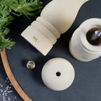 BILL.F Salt and Pepper Grinder Wooden Pepper Mill Grinder White Salt Pepper Shakers Set of 2 with Adjustable Ceramic Rotor- 7 Inch