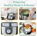 Euro Cuisine FS3200 Electric Food Steamer, Versatile Vegetable Steamer & Steam Cooker for Healthy Cooking, Ideal for Fish, Veggie, Meat, Easy Cleaning, Stainless Steel Design 1200 Watts