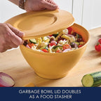 Rachael Ray Tools and Gadgets Kitchen Prep, Garbage Bowl with Lid, Bench Scrape, Veggie Peeler, 4 Piece Food Prep Set - Turmeric Yellow