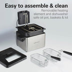 Hamilton Beach Electric Deep Fryer with 2 Baskets and Lid, 4.5 Liters / 19 Cups Oil Capacity, Temperature Control, View Window, Professional Style, 1800 Watts, Stainless Steel (35036)