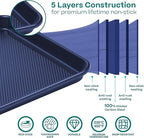 Baker's Secret Non Stick Baking Sheets, Set of 3 Cookie Sheets for Oven, Diamond Texture Premium Air Flow, Extra Thick 0.6mm, PFOA PFOS PTFE and PFAS Free Bakeware, 3 Sizes