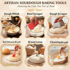 Sourdough Starter Kit with Glass Starter Jar & Banneton Bread Proofing Basket, Complete Sourdough Bread Baking Supplies and Tools for Home Bakers, Gift Sourdough Kit for Baking Lovers