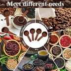 Skyley 4 Pcs Coffee Wooden Scoop for Canisters Jars 15ml 1 Tablespoon Small Coffee Scoop for Ground Caf Walnut Wood Measuring Spoons Home Kitchen Accessories for Beans, Tea, Sugar, Bath Salt