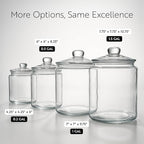 Restaurantware Vetri 0.5 Gallon Glass Storage Jar 1 Dishwashable Glass Cookie Jar - Airtight Seal Wide Opening Clear Glass Candy Jar Knob Handle Lid For Kitchen Laundry Or Storage