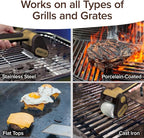 Horsepower Giddy Up GOLD Bristle-Free Spinning Grill Brush w/LED & Longer Run Time, Cordless/Rechargeable, 304 Stainless Steel Power Roller Blasts Away Burnt-On Food, No Bristles No Preheating 350 RPM