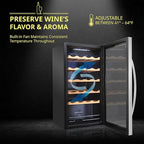 SCHMÉCKÉ 24 Bottle Compressor Wine Cooler Refrigerator w/Lock - Large Freestanding Wine Cellar For Red, White, Champagne or Sparkling Wine - 41f-64f Digital Temperature Control Fridge Stainless Steel