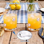 2 Pcs Handmade Baseball Icon Juice Glass Cup, Durable Heat-Resistant Glass, 14 oz Double Old Fashioned Drinking Glass Cup for Holiday Party Supplies Spring Gifts