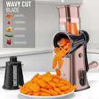 Zulay Kitchen Rotary Cheese Grater 5 Blade Cheese Shredder - Manual Hand Crank Cheese Grater With Reinforced Suction & 5 Interchangeable Drums - Easy to Use, Vegetable Chopper Round Mandoline Slicer