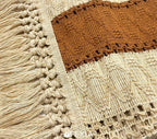 FEXIA Boho Table Runner for Home Decor with Tassels 60 Inches Long,Caramel Farmhouse Rustic Table Runner Macrame Burlap Table Decoration for Living Room Bridal Shower(12x60 Inches)
