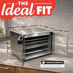 Gourmia French Door Air Fryer Oven - 37 Qt Large Capacity Convection Toaster Oven, FryForce 360°, Digital Display, 12 Cooking Presets, Dehydrate, Fits 13” Pizza, Dishwasher-Safe, Stainless Steel