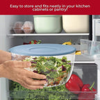GUZZINI 10" Salad Spinner with Lid - Matte Blue, Wash, Spin & Dry Vegetables, Fruits, Salad, Built in Draining - Fruit Washer Fruit Dryer, Home Gadgets & Kitchen Tools