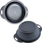 Black Silicone Collapsible Colanders - Kitchen Plastic Foldable Strainers for Pasta Small Camping Colander Bowl for Food