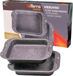 DaTerra Cucina - Nonstick Ceramic Coated Dual Roasting Pan Set – 2 Identical Pans, Oven Safe, Ideal for Roasting, Baking, Searing, Braising, Casseroles, Fits Most Toaster Ovens - 13 x 8 x 4.25
