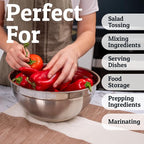 Priority Chef 6Pc Large Mixing Bowls With Lids Set with Non-Slip Bases, Stainless Steel Mixing Bowl Set, 6 Airtight Lids and 3 Graters, Khaki