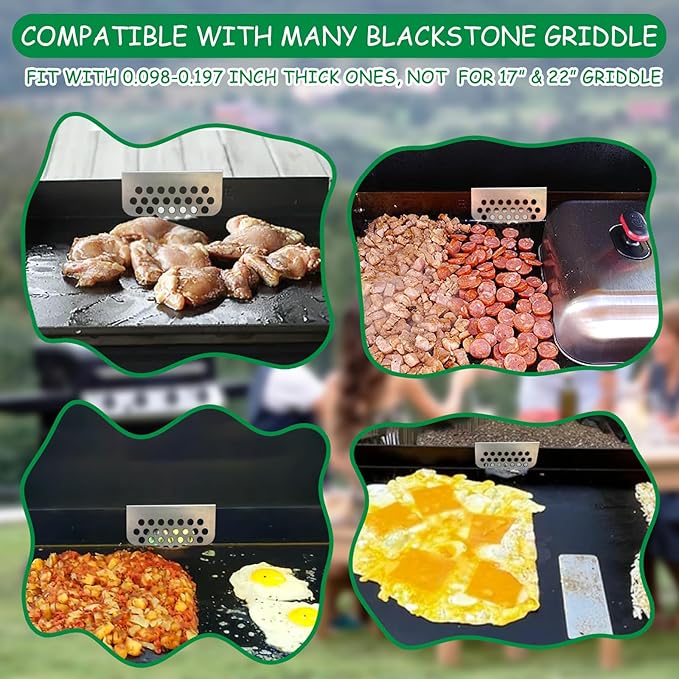 BBQ Tider Griddle Blocker Grease Gate for Blackstone Cooking Tools, 2Pack Grilling Goalie Bbq Mesh Screen Compatible with Many Griddle Accessories(Not For Old-style Long Hook 17" and 22" Blackstone)