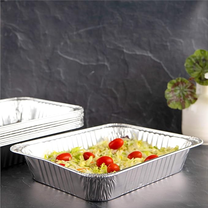 PLASTICPRO Disposable 9 x 13 Aluminum Foil Pans Half Size Deep Steam Table Bakeware - Cookware Perfect for Baking Cakes, Bread, Meatloaf, Lasagna Pack of 30