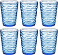 14-ounce Plastic Tumblers, Acrylic Drinking Glasses, set of 6 Blue Reusable Plastic Cups, Stackable, BPA-Free, Shatter-Proof, Dishwasher-Safe