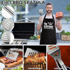 Dad Christmas Gifts from Daughter Son 19Pcs BBQ Grill Tools Set with Apron Portable Bag Heavy Duty Stainless Steel Grilling Utensils Barbecue Accessories Kit for Men Father Papa Birthday Present