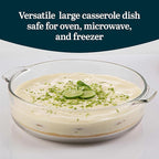 Libbey Round Casserole Dish with Lid, Elegant Glass Bakeware with Lids Stackable, Round Casserole Dishes for Oven, Refrigerator, Microwave, and More