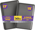 Wilton Silver 2- Piece Non-Stick Baking Sheet Set, Cold-Rolled Steel Bakeware for Baking and Roasting, Made without PFAS