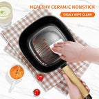 Audecook Hot Pot Electric 2L, Cermic Glaze Non-Stick Frying Pan 8 Inch, Portable Travel Cooker for Ramen/Steak/Fried Rice/Oatmeal/Soup, with Dual Power Control (Silicone Spatula Included)