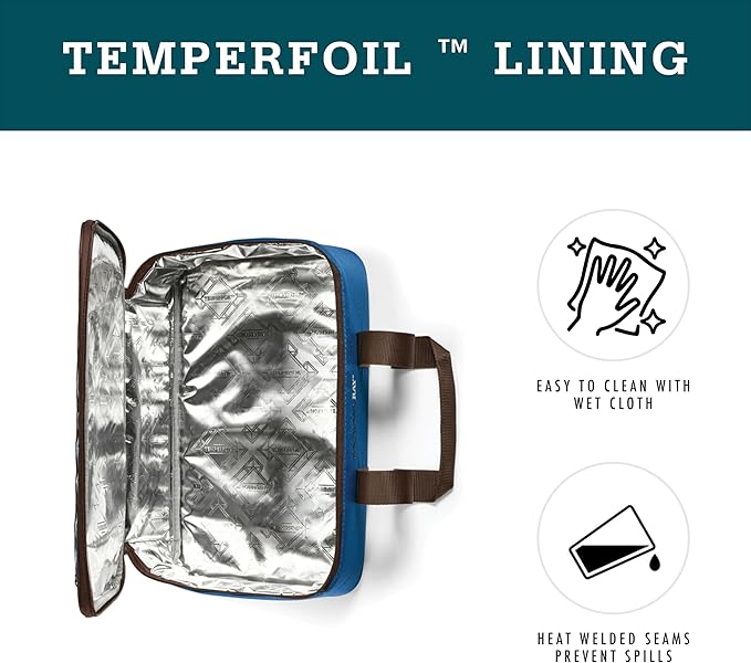 Rachael Ray Lugger Duo, Insulated Casserole Carrier for Hot or Cold Food, Thermal Lasanga Lugger Tote for Pockluck, Parties, Picnic, and Cookouts, Fits 9" x 13" Baking Dish, Blue Plaid