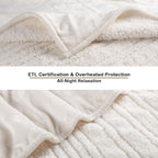 Electric Heated Blanket Queen Size - 84"x90", Soft Flannel Heating Blanket, 10 Heating Levels, 1-12 H Auto Shut Off, Dual Controllers, Breathable Warm and Washable for Bed, White