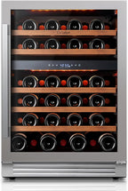 Ca'Lefort Wine Fridge & Cooler - 24 Inch 52 Bottle Wine Cooler Refrigerator, 40-65°F Dual Zone Wine Refrigerator Glass Door, 3 LED Built-in or Freestanding Fridge for Home/Bar/Kitchen (5.65 cu.ft)