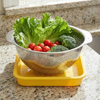 3 Pcs Stainless Steel Colander Strainer Set, Stainless Steel Strainer, Kitchen Gadget Food-Strainer Basket with Handle, Strainers and Colanders, Pasta-Strainer for Vegetable Cooking(2QT, 3QT, 5QT)
