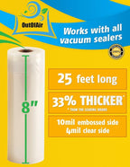 8" x 25' Rolls (Fits Inside Machine) - Pack of 2 (50 feet total) - OutOfAir Vacuum Sealer Rolls. Works with FoodSaver Vacuum Sealers. 33% Thicker, BPA Free, Sous Vide, Commercial Grade