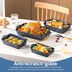 Dafuceramic Casserole Dishes for Oven, Baking Dishes, Ceramic Bakeware Sets of 4, Rectangular Baking Pan Set with Handles for Baking, Casserole, Kitchen, Wedding Gift (Blue)
