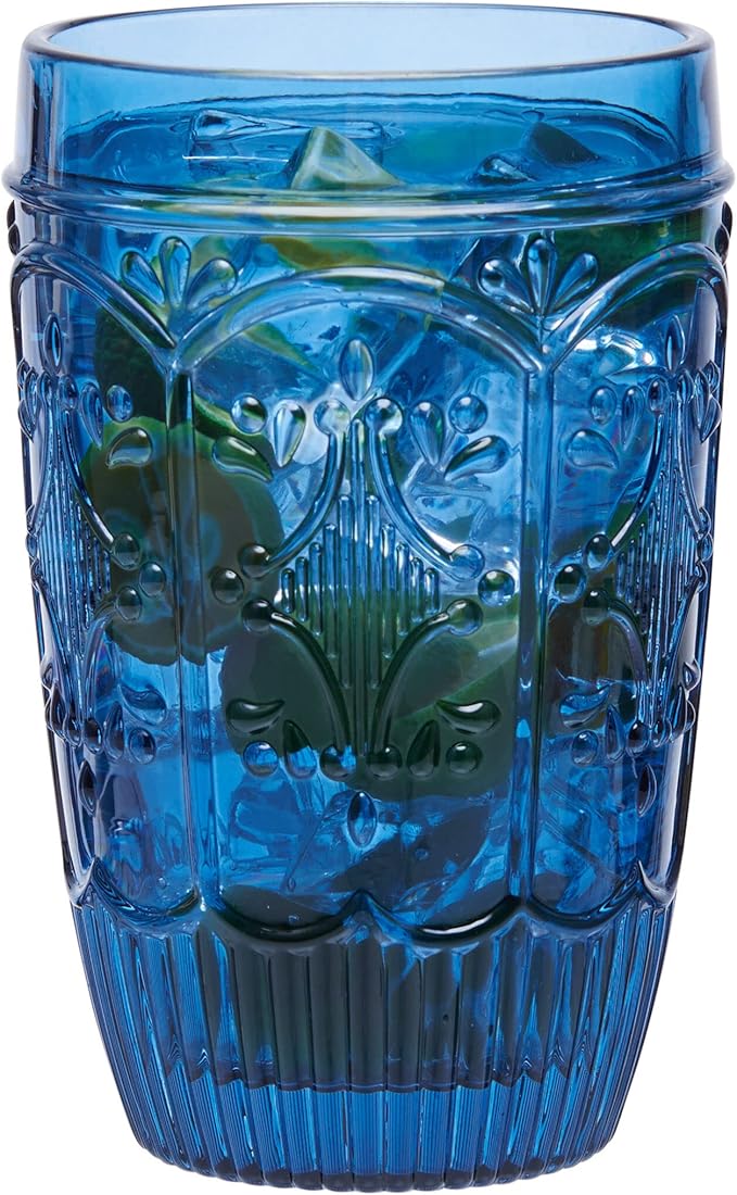 Fitz & Floyd Fitz and Floyd Trestle Highball Tumbler Cups, Set of 4, Blue