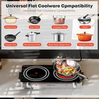 Electric Cooktop, Dual 2200 Watts Infrared Burner, 2 Burner Electric Hot Plate for Cooking, Knob Control Countertop & Built-in Ceramic Cooktop, Overheat Protection Burner for Dorm, Kitchen