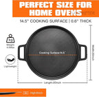 Nonstick Pizza Steel Pan for Pizzas & Flatbreads up to 14", Tri-Ply Stainless Steel with Aluminum Core, Lightweight 4.6 lbs Design, Oven & BBQ Grill Safe up to 900°F, Easy Clean Cooking Surface