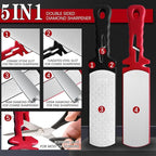 Diamond Sharpening Stone,400/1000 Grit Handheld Double-Sided Diamond Sharpener 5 in 1 Honeycomb Surface Knife Sharpener Plate Whetstone with Ceramic & Tungsten Steel Scissor Slot,Red